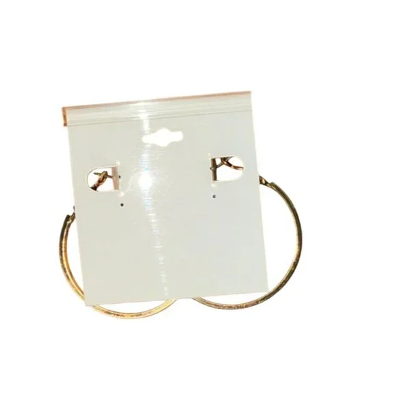 Brushed Gold Tone Hood Earrings-1.75 in Hoops-Sensitive Ears-Hypoallergenic-New - Picture 2 of 5